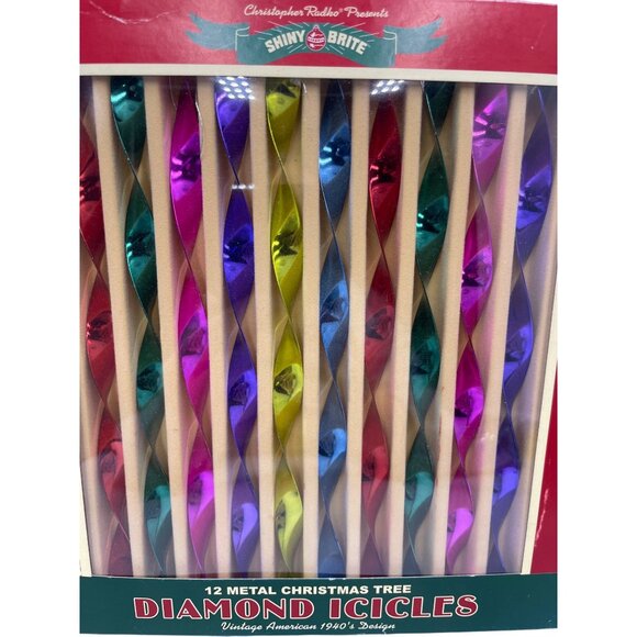 Shiny-Brite 12 Metal Christmas Tree Diamond Icicles Vintage American 1940s Desig - Picture 13 of 15